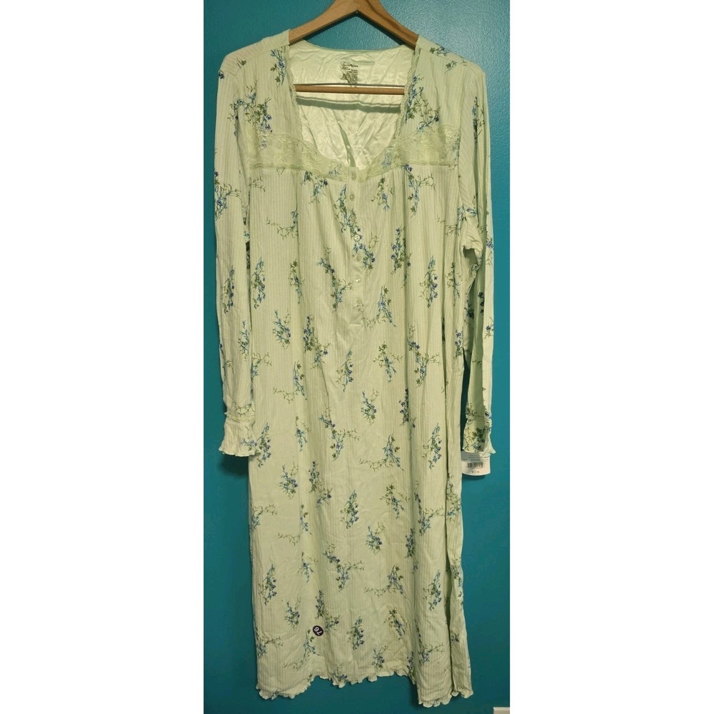 NWT 3X Secret Treasures Green Floral Long Sleeve Ballet Nightgown  CottageCore